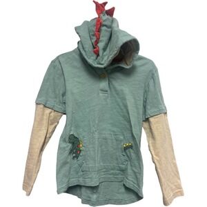 Mini Jiji Kids Green‎ Dinosaur Hoodie Long Sleeve Layered T-shirt Top 5 Years